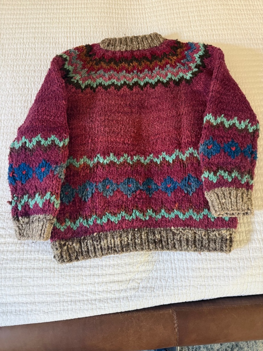 Unique Vintage Truly Hand-knit Ecuadorean Wool Sweater